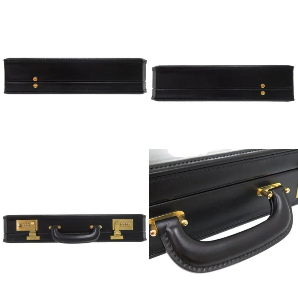 Gucci Vintage Trunk Case Briefcase Attache Leather Black 0957